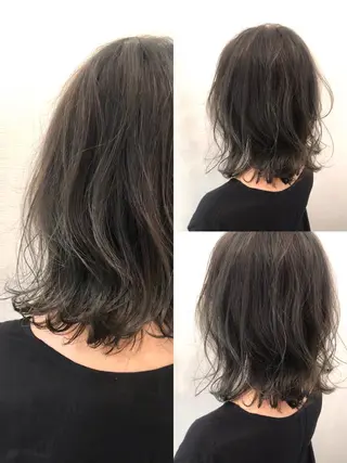 ミディアム カラー 平川 友希子のヘアスタイル