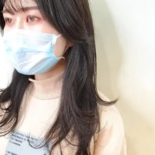 カラー セミロング 韓国レイヤー　 suzuのヘアスタイル