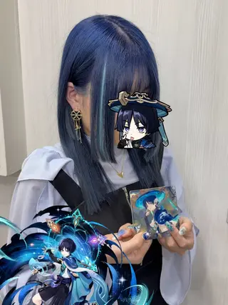 セミロング カラー 推しカラー💫 ブリーチ💫若菜覚のヘアスタイル