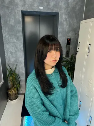 ロング カラー ヘアアレンジ 👑垢抜け韓国ヘア ハッシュカット唯澄のヘアスタイル