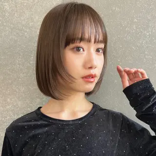 ショート カラー ボブ/巻ける縮毛矯正 /韓国レイヤーはなのヘアスタイル