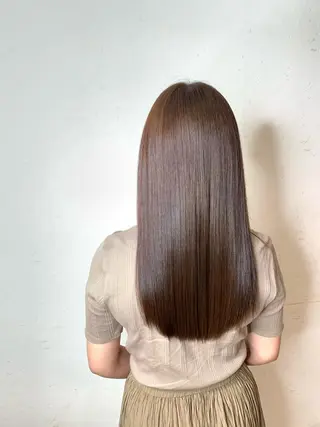 ロング カラー パーマ 小島嵩人 縮毛矯正 髪質改善のヘアスタイル