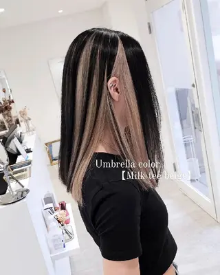 セミロング カラー E Komo hair所属・Wow❕E Komo hair 永井一輝のヘアスタイル