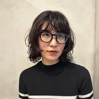 ミディアム パーマ Aust hair Stella新宿所属・Yuki☺︎パーマ レイヤーカットウルフのヘアスタイル