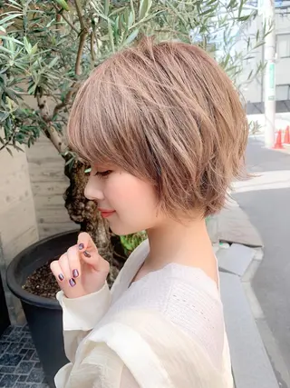 ショート カラー パーマ 大人かわいい💍🤍 ボブ/ショートボブのヘアスタイル