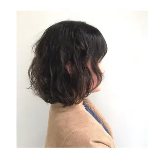 ミディアム パーマ 30代からの大人 ショートのヘアスタイル