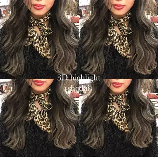 ロング カラー ハイライト、レイヤー カット/西梅田/中西のヘアスタイル