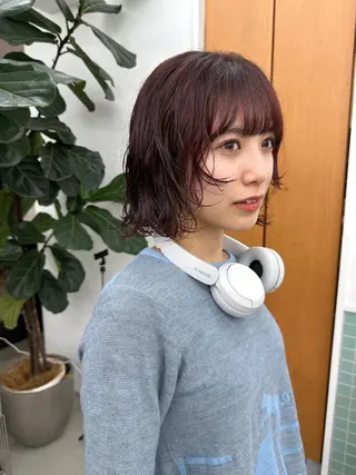 ショート カラー パーマ ボブ/レイヤー/ケア パーマ/リュウタのヘアスタイル