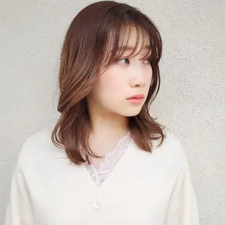 セミロング カラー フリーランス所属・韓国ヘア レイヤー くびれヘアMATSUのヘアスタイル