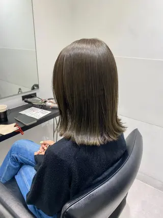 ミディアム カラー パーマ ヘアアレンジ メンズ キッズ ネイル マツエク・マツパ アイブロウ 髪質改善水素TR× レイヤーカット/熊澤のヘアスタイル