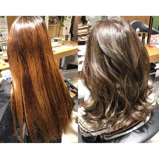 ミディアム カラー パーマ 田中 アキオのヘアスタイル