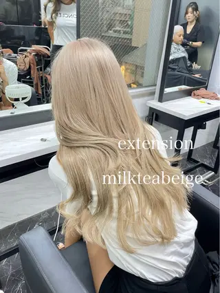 ロング カラー エクステ🩵ブリーチ 韓国ヘア🩵KAEのヘアスタイル