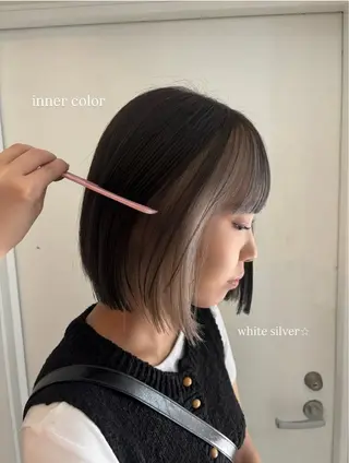 ミディアム カラー 光本 杏のヘアスタイル
