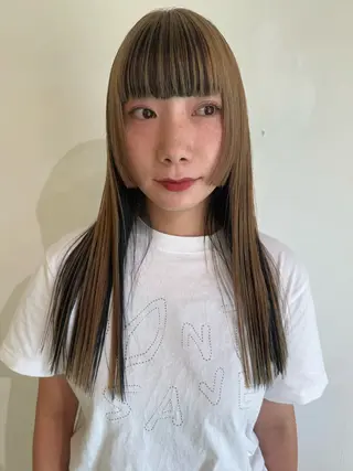 カラー ブリーチカラー🎀 韓国風/寺門美優のヘアスタイル