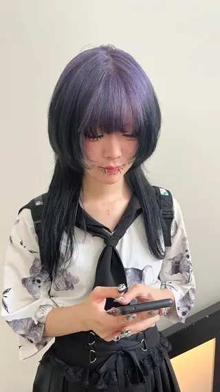 ロング カラー メンズパーマ/ メッシュ📍ユリのヘアスタイル