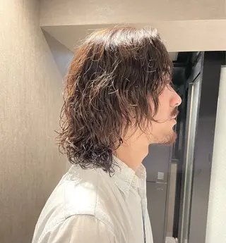 ミディアム メンズパーマモデル 募集　サトチハルのヘアスタイル