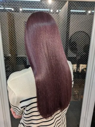 ロング カラー パーマ mood 髪質改善 ダブルカラーのヘアスタイル