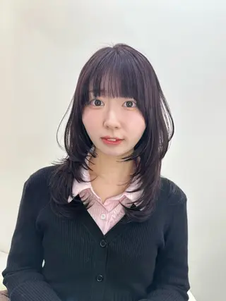 ロング カラー ARMONY表参道店所属・韓国風レイヤーカラー ライムのヘアスタイル