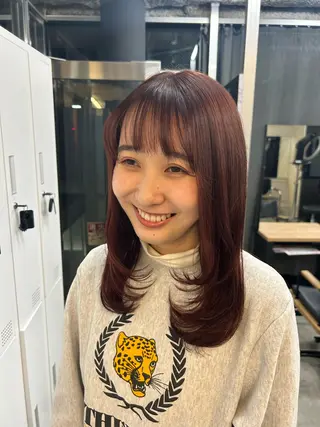 セミロング 女性らしいモテヘア 韓国ヘアhikariのヘアスタイル