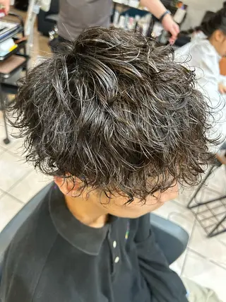 ミディアム パーマ メンズ 大阪/梅田/シャドウ パーマ/ノボリユウタのヘアスタイル