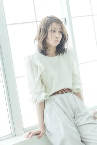 セミロング カラー パーマ シールエクステ⭐️ オオミタクヤのヘアスタイル