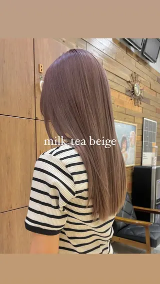 ロング カラー 黒田瀬奈/ボブ まろやかベージュのヘアスタイル