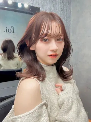 ミディアム カラー ヘアアレンジ レイヤー/韓国ヘア 💕田中将吾のヘアスタイル