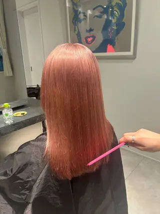 ロング ケアブリーチ/透明感 ピンクカラー/ふうとのヘアスタイル