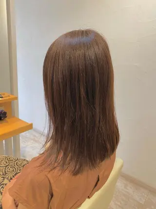 ミディアム カラー ブリーチなしWカラー /酸性ストレート河本のヘアスタイル