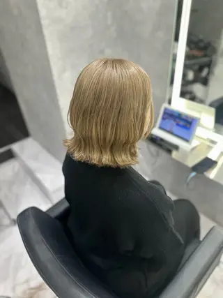 ミディアム カラー 透明感/ブリーチ縮毛 /髪質改善/星野純一のヘアスタイル