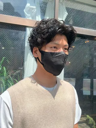 ミディアム パーマ 宮嶋 勇輔のヘアスタイル