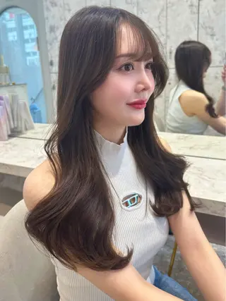 セミロング カラー 新宿/韓国風レイヤー 髪質改善/渋谷直樹のヘアスタイル