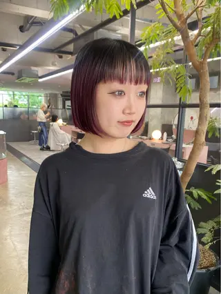 ミディアム 暖色カラー/オリーブ /ミニボブ/白柳美空のヘアスタイル