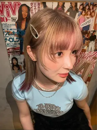 カラー 博多ブリーチ× 透明感/縮毛矯正のヘアスタイル