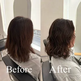 ミディアム パーマ qumu 横浜所属・神永🌿ショート/ ボブ/髪質改善/横浜のヘアスタイル