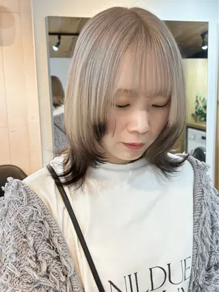 ミディアム カラー ヘアアレンジ 韓国/ハイトーン/ ボブ🎀MIKU🎀のヘアスタイル