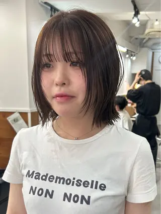 ミディアム カラー レイヤーボブ/ 艶カラー/サナ🌼のヘアスタイル