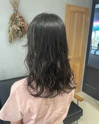 セミロング パーマ 暖色カラー🍊 ボブ🌿顔周りcutのヘアスタイル