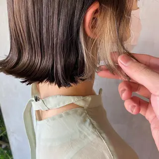 ショート カラー ヘアアレンジ 切りっぱなしボブ/ デザインカラー店長のヘアスタイル