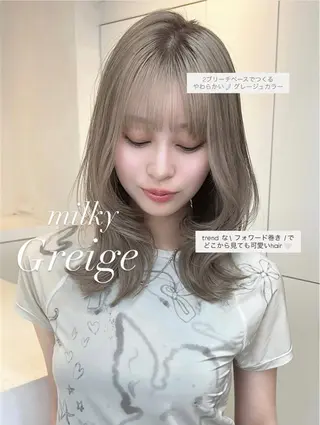 ミディアム カラー ヘアアレンジ 🤎透け感ベージュ 🤎韓国ヘア たくとのヘアスタイル