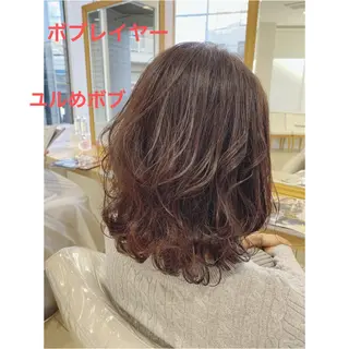 セミロング パーマ 髪質改善/透感カラー 山下輝人のヘアスタイル