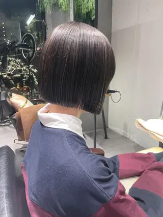 ショート 美髪矯正/艶カラー ボブ/栄/鐘ヶ江純也のヘアスタイル