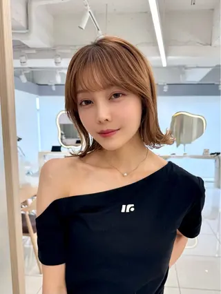 ミディアム レイヤー/韓国/ 顔周り/しんやのヘアスタイル