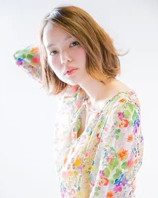 ミディアム カラー パーマ ショート、ボブ 白髪ぼかし高橋潤一のヘアスタイル