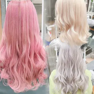 ロング カラー 𝐍𝐚𝐧𝐚{ 原宿/ハイトーン🫧のヘアスタイル