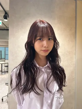 ロング カラー ayano🍒パーマ 暖色カラーのヘアスタイル
