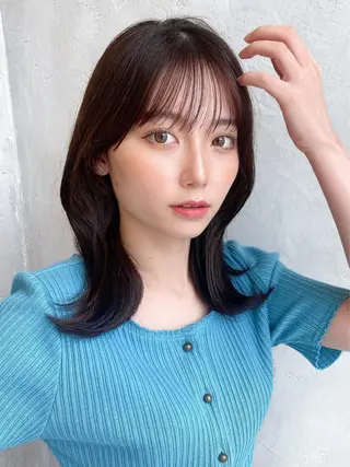 ミディアム カラー 顔周り/くびれヘア 韓国ヘア💕風間るなのヘアスタイル