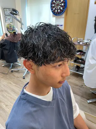 ミディアム パーマ メンズ メンズパーマ 北原寿樹のヘアスタイル