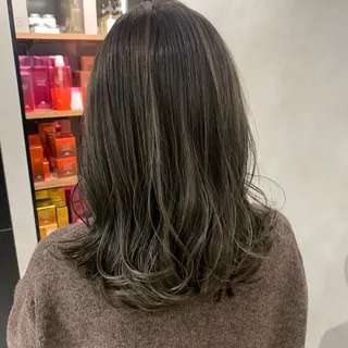 ミディアム カラー 🫧オリーブ/赤み消 し/暗髪🫧野本麗奈のヘアスタイル