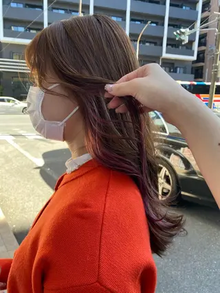 ロング カラー 関口 桃花🌷 暖色カラーのヘアスタイル